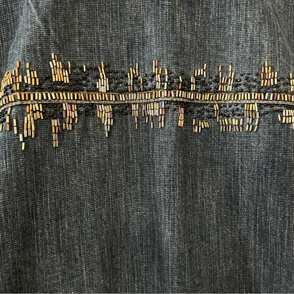 Chico’s Denim Rhinestone Jean Jacket with Pockets Women’s size Large - Picture 4 of 16